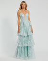 Mac Duggal #68723 Spaghetti Strap Applique Ruffle Gown - Mint