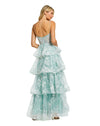 Spaghetti Strap Applique Ruffle Gown - Mint