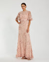 Mac Duggal Flutter Sleeve Floral Embroidered Net Gown #68810 - Blush Bridesmaids Dress |