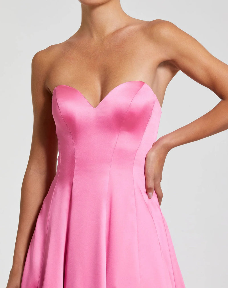 Strapless Satin Ballgown With Bow Details - Pink