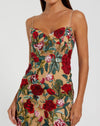 Floral Embroidered Spaghetti Strap Gown - Nude