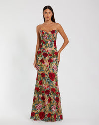 Mac Duggal Floral Embroidered Spaghetti Strap Gown #68884