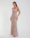 Mac Duggal Pink Floral Embellished One Shoulder Gown #68889 