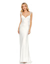 mac duggal, EMBELLISHED EMPIRE WAIST COLUMN GOWN, white