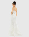 Embroidered Sleeveless Plunge Neck Trumpet Gown - Ivory