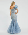 Embellished Tulle Flower Detail Mermaid Gown - Powder Blue