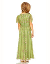 mommy and me dresses for special occasions, mac duggal Mini Floral V Neck Ruffle Empire Waist Gown - moss green