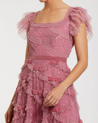 Dot Net Sequin Ruffle Midi Dress - Antique Rose