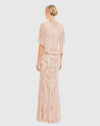 Embellished Cap Sleeve Faux Wrap Gown - Blush