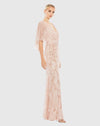 Embellished Cap Sleeve Faux Wrap Gown - Blush