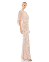 Embellished Cap Sleeve Faux Wrap Gown - Blush