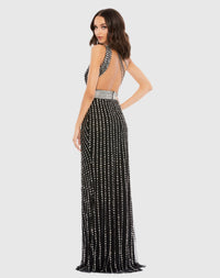 Beaded One Shoulder Gown - Black