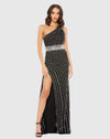 Mac Duggal Beaded One Shoulder Gown #9107 Black 