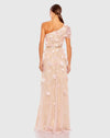 Asymmetric floral embroidered gown - Blush