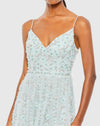 Embellished ruffle spaghetti strap A-line dress - Blue