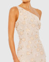 Embellished One Shoulder Sequin Gown - Blush