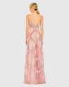 Ruffled Sleeveless V Neck Gown - Rose Pink