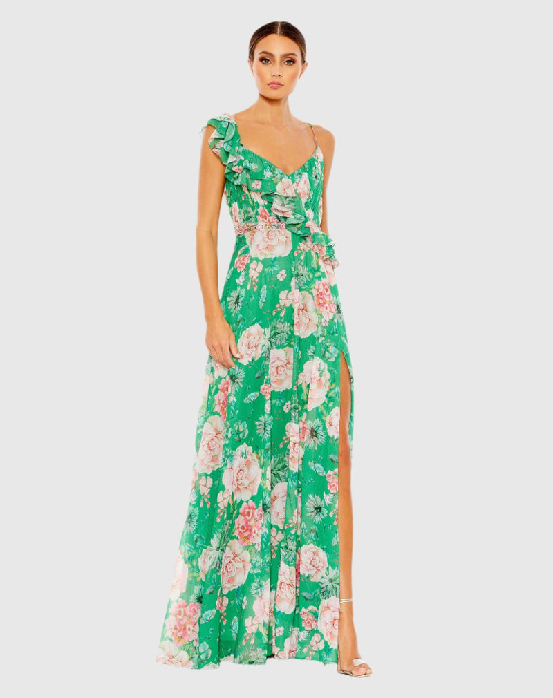 Mac Duggal, Floral Print Dress - Green #9175