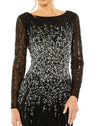 Mac Duggal Style #30763 High neck sequin embellished A-line dress - Black close up