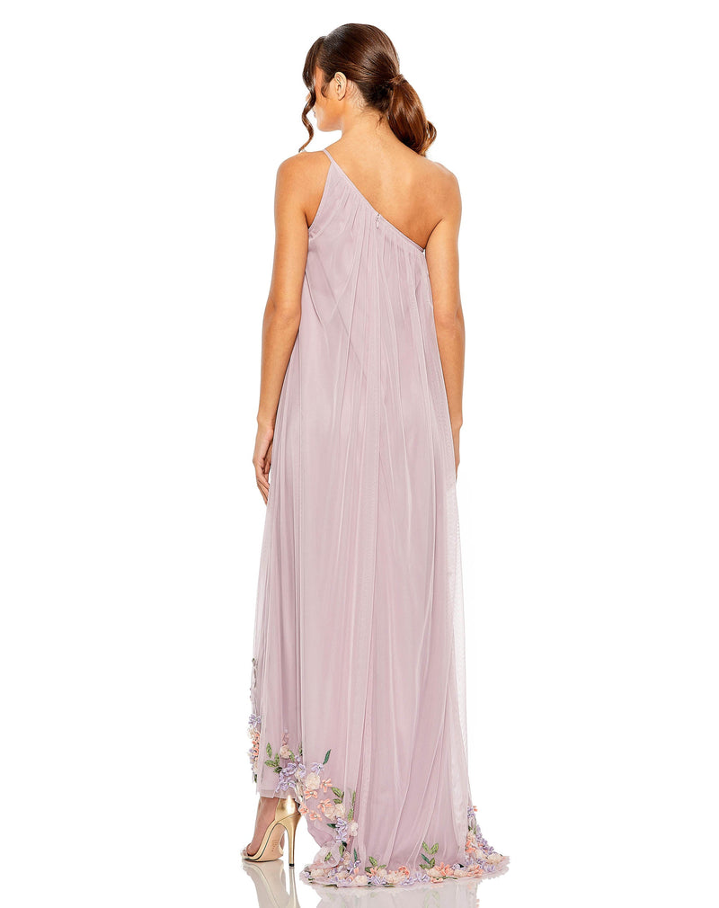 One Shoulder Trapeze Gown - Orchid