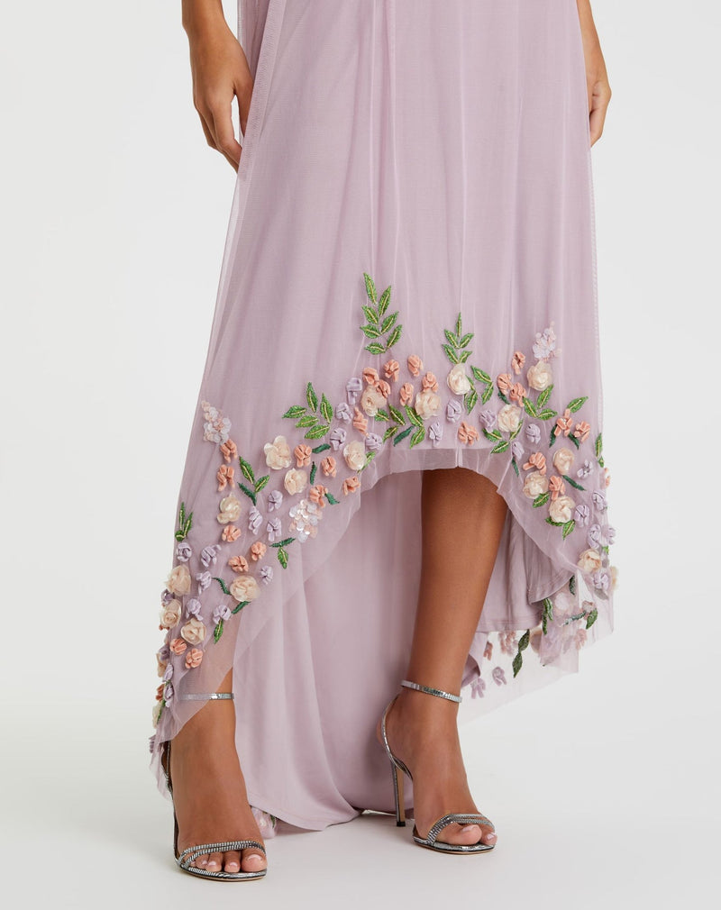 One Shoulder Trapeze Gown - Orchid