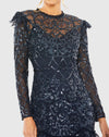 High Neck Tiered Embellished Dress - Midnight