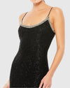 Beaded Spaghetti Column 90's Gown - Black