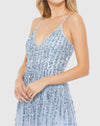 Embellished V Neck Sleeveless Column Gown - Fusion Blue