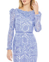 Puff Sleeve Modest Evening Dress - Periwinkle