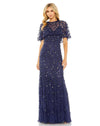 Embellished Cape Gown - Midnight