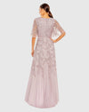 Sequined Butterfly Sleeve High Low Gown - Sage