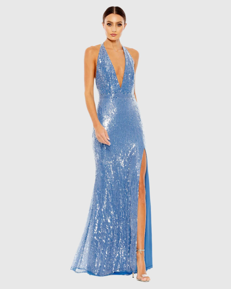 Mac Duggal, Cerulean Blue Sequin Sexy Bodycon Dress #93716 