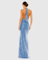 Plunge sequin halterneck gown - Cerulean Blue