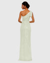 Pearl embellished soft tie one shoulder gown - Mint