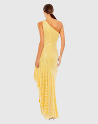 One Shoulder Asymmetrical Hem Dress - Yellow