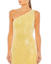 One Shoulder Asymmetrical Hem Dress - Yellow