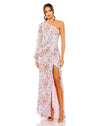 mac duggal, Sequin Floral Print One Sleeve Asymmetric Gown - Lilac, Style #93747