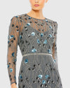 Floral Embellished Long Sleeve Gown - Charcoal