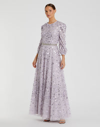 Mac Duggal, Puff Sleeve Modest Evening Dress - Lavender #93805 