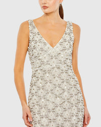 Beaded sleeveless column dress - Ivory