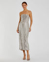 #93831 Silver and Beige Embellished Strapless Column Dress