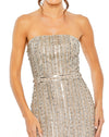 Sequin & Crystal Embellished Strapless Dress - Nude