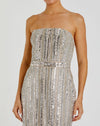 Sequin & Crystal Embellished Strapless Dress - Nude