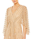 Beaded Striped Kimono Sleeve V Neck -  Rosewood