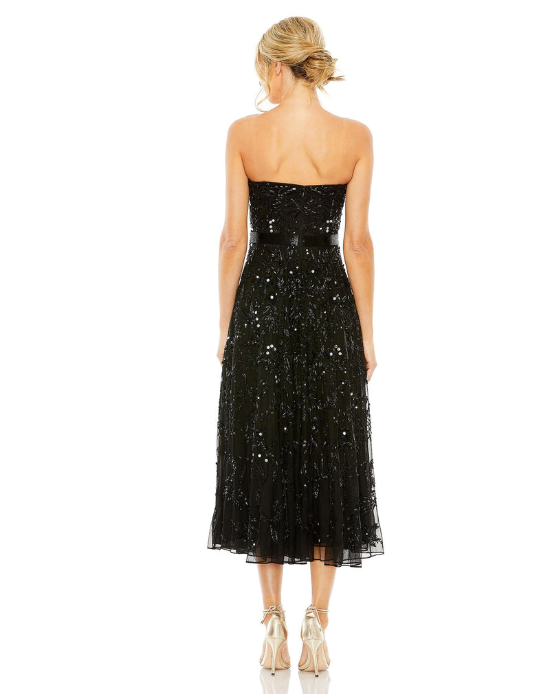 Strapless Embellished A Line Dress - Champagne