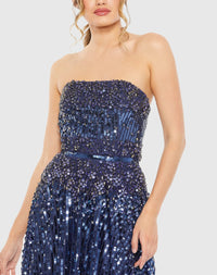 Strapless Hand Embellished Beaded Gown - Twilight