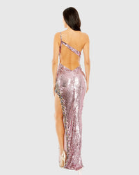 Cowl-neck sequin gown with rhinestone detail - Pink