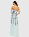 Strapless Sequin Mesh Gown - Ice Blue