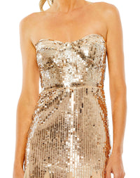 Strapless Sequin Mesh Gown - Ice Blue