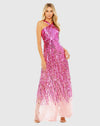 al, Sequin cross front mesh detailed gown, Hot pink #93961